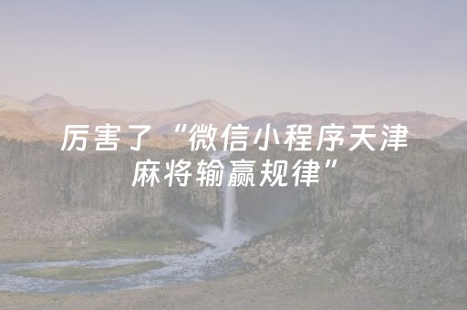 厉害了“微信小程序天津麻将输赢规律”（辅助软件)