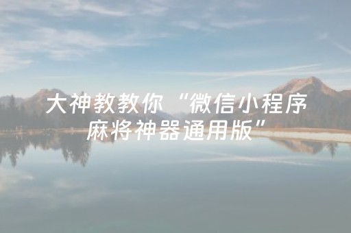 大神教教你“微信小程序麻将神器通用版”（辅助软件)