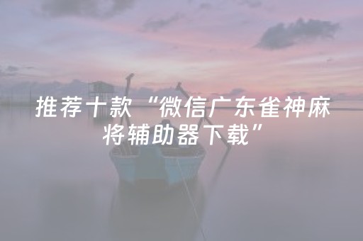 推荐十款“微信广东雀神麻将辅助器下载”（充值会提高胜率么)