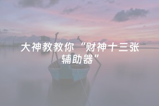大神教教你“财神十三张辅助器”（控牌器)