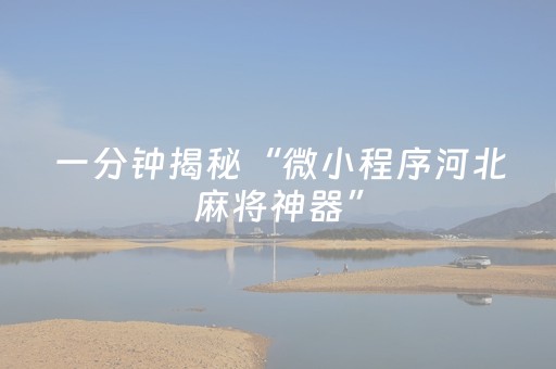 一分钟揭秘“微小程序河北麻将神器”（通用挂软件多少钱)