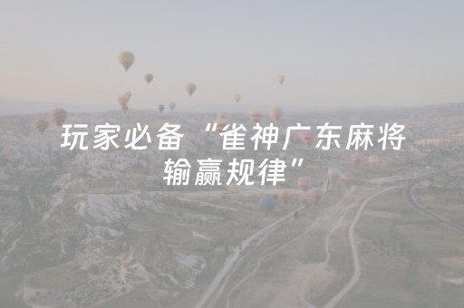 玩家必备“雀神广东麻将输赢规律”（插件开挂免费AI)