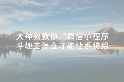 大神教教你“微信小程序斗地主怎么才能让系统给好牌”（是否能开挂)