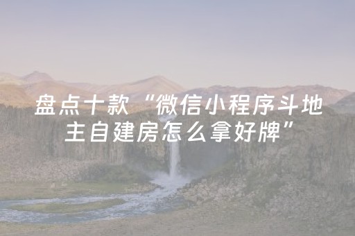 盘点十款“微信小程序斗地主自建房怎么拿好牌”（开挂辅助器脚本)