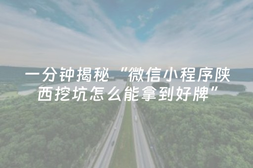 一分钟揭秘“微信小程序陕西挖坑怎么能拿到好牌”（怎么能调好牌)