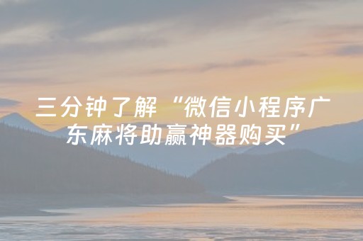 三分钟了解“微信小程序广东麻将助赢神器购买”（软件出售)
