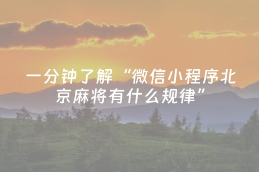 一分钟了解“微信小程序北京麻将有什么规律”（辅助挂发牌规律)