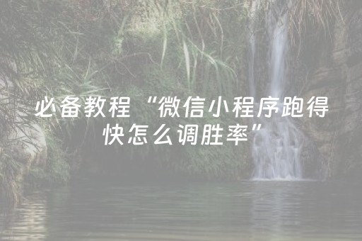 必备教程“微信小程序跑得快怎么调胜率”（开挂辅助脚本)
