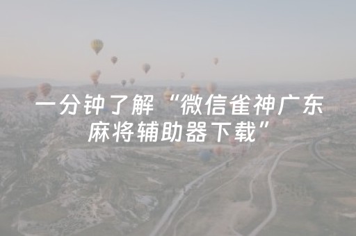 一分钟了解“微信雀神广东麻将辅助器下载”（究竟是不是有挂)