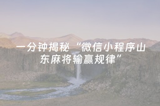 一分钟揭秘“微信小程序山东麻将输赢规律”（辅牌器插件购买)