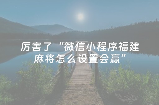 厉害了“微信小程序福建麻将怎么设置会赢”（规律确实有挂)