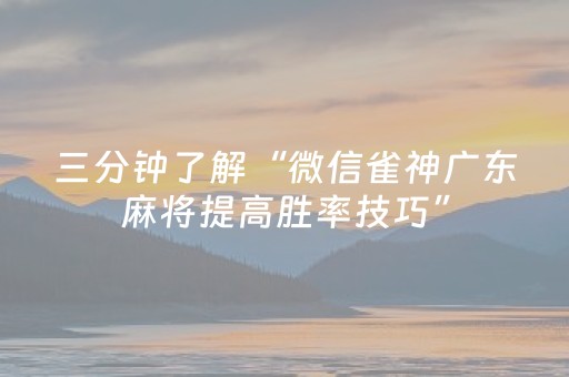 三分钟了解“微信雀神广东麻将提高胜率技巧”（软件出售)