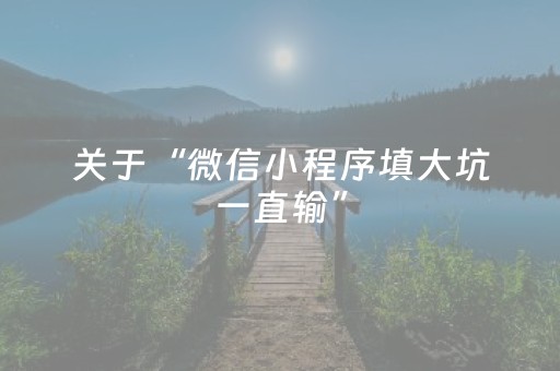 关于“微信小程序填大坑一直输”（怎么设置能有好牌)