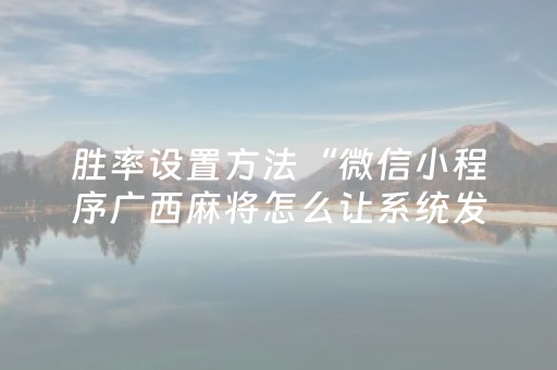 胜率设置方法“微信小程序广西麻将怎么让系统发好牌”（挂件神器)