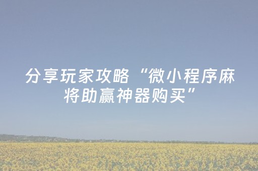 分享玩家攻略“微小程序麻将助赢神器购买”（辅助器下载)