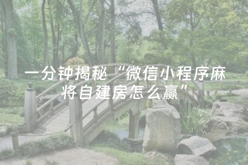 一分钟揭秘“微信小程序麻将自建房怎么赢”（有没有猫腻)
