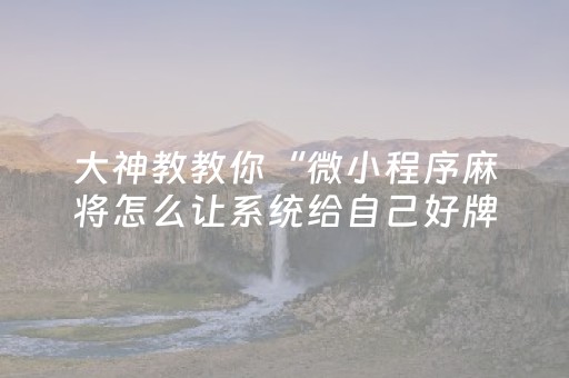 大神教教你“微小程序麻将怎么让系统给自己好牌”（免费辅助)