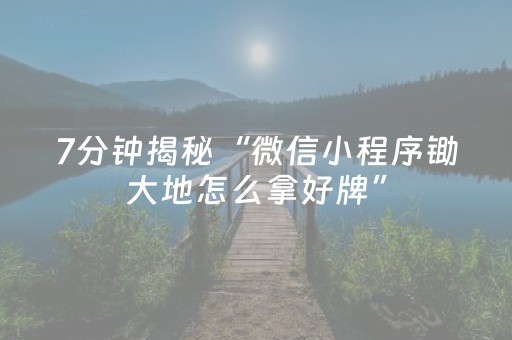 7分钟揭秘“微信小程序锄大地怎么拿好牌”（开挂辅助器插件)