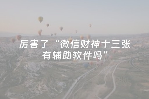 厉害了“微信财神十三张有辅助软件吗”（充值会提高胜率么)