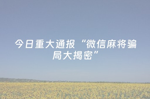 今日重大通报“微信麻将骗局大揭密”（控牌神器)