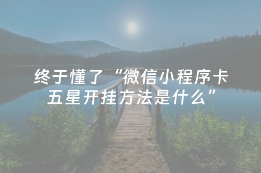 终于懂了“微信小程序卡五星开挂方法是什么”（免费专用神器)