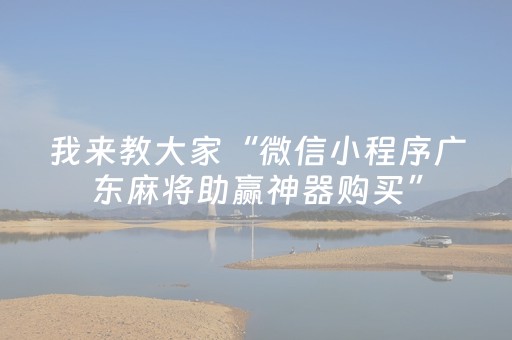 我来教大家“微信小程序广东麻将助赢神器购买”（怎么调胜率)