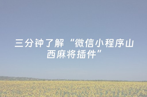 三分钟了解“微信小程序山西麻将插件”（怎么增加胜率)