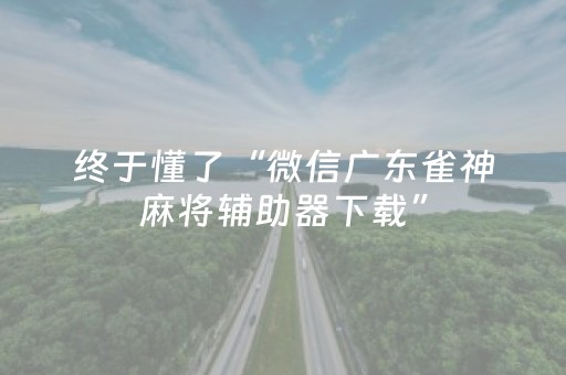终于懂了“微信广东雀神麻将辅助器下载”（怎么提高胜率)