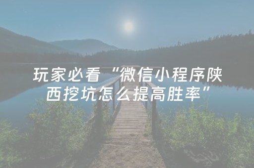 玩家必看“微信小程序陕西挖坑怎么提高胜率”（透明挂辅助器)
