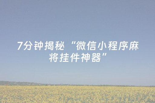 7分钟揭秘“微信小程序麻将挂件神器”（为什么有人一直赢)