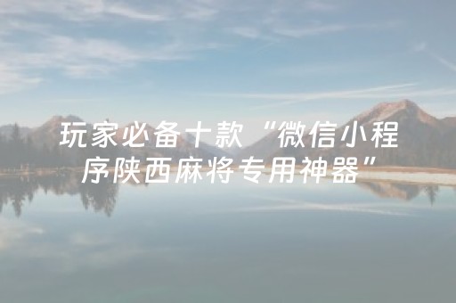 玩家必备十款“微信小程序陕西麻将专用神器”（控牌器)