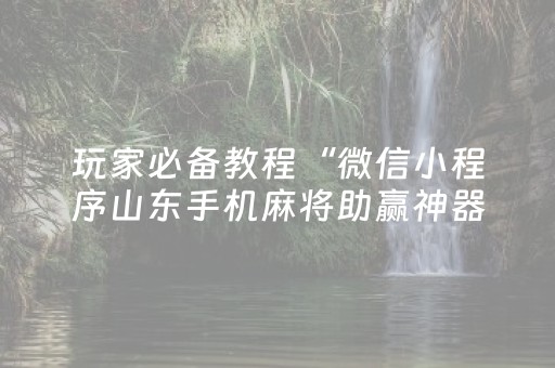 玩家必备教程“微信小程序山东手机麻将助赢神器”（输赢跟id号有关系吗)