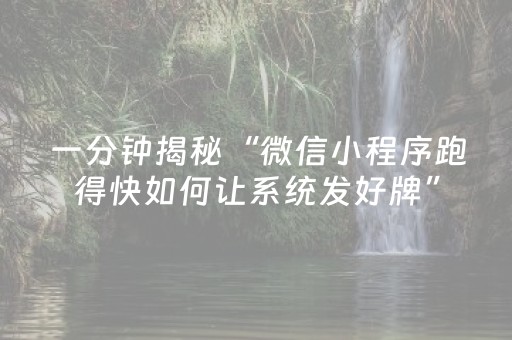 一分钟揭秘“微信小程序跑得快如何让系统发好牌”（做弊器软件下载)