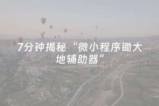 7分钟揭秘“微小程序锄大地辅助器”（输赢跟id号有关系吗)