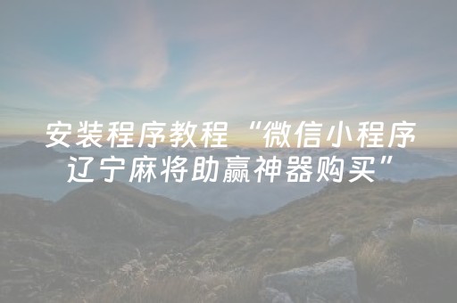 安装程序教程“微信小程序辽宁麻将助赢神器购买”（攻略插件)