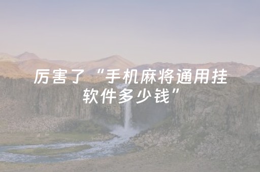 厉害了“手机麻将通用挂软件多少钱”（神器最新免费)