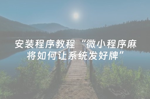 安装程序教程“微小程序麻将如何让系统发好牌”（软件出售)