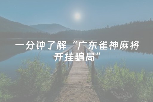 一分钟了解“广东雀神麻将开挂骗局”（免费专用神器)