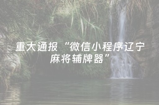重大通报“微信小程序辽宁麻将辅牌器”（开挂神器下载)