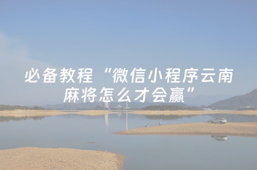 必备教程“微信小程序云南麻将怎么才会赢”（输赢规律)