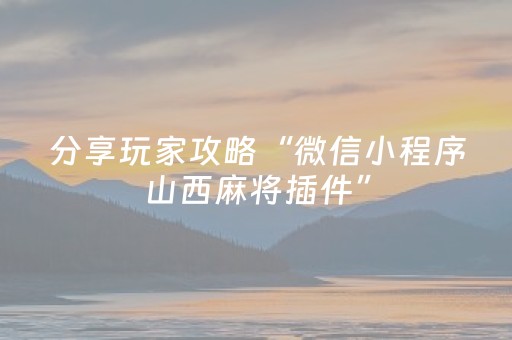 分享玩家攻略“微信小程序山西麻将插件”（万能开挂器)