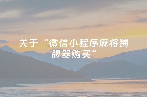 关于“微信小程序麻将铺牌器购买”（骗局大揭秘)