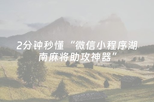 2分钟秒懂“微信小程序湖南麻将助攻神器”（怎么控制输赢)