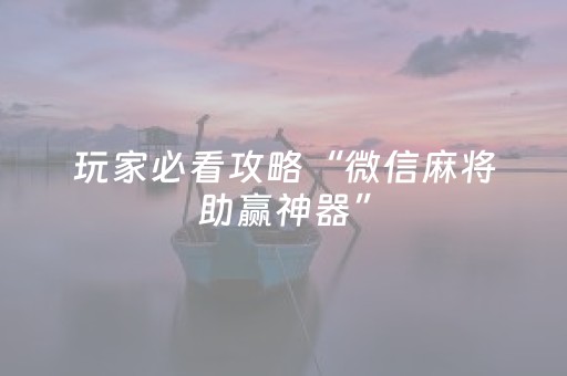 玩家必看攻略“微信麻将助赢神器”（软挂神器)