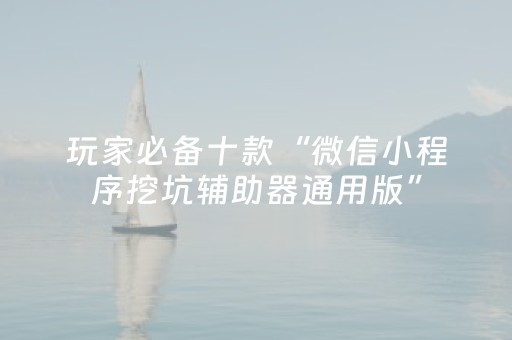 玩家必备十款“微信小程序挖坑辅助器通用版”（免费辅助)