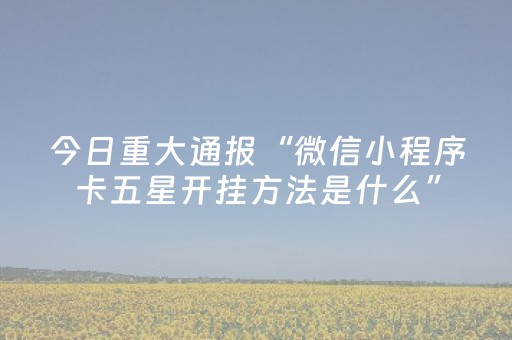 今日重大通报“微信小程序卡五星开挂方法是什么”（插件开挂免费AI)