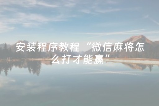 安装程序教程“微信麻将怎么打才能赢”（提高胜率软件)