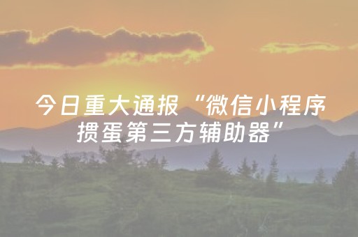 今日重大通报“微信小程序掼蛋第三方辅助器”（规律确实有挂)