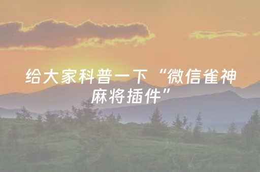 给大家科普一下“微信雀神麻将插件”（怎么提高胜率)