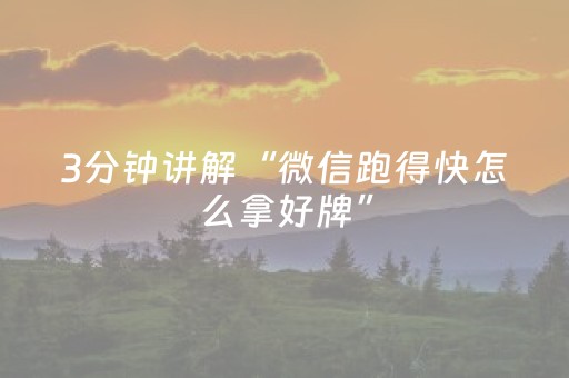 3分钟讲解“微信跑得快怎么拿好牌”（控牌神器)